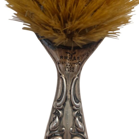 Antique Sterling Silver Clothes Brush Repousse Floral Vanity Grooming Tool